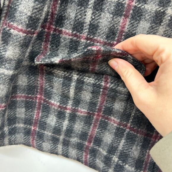 Vintage Y2K 2000s Fashion Bug Plaid Wool Zip Up Collared Cropped Jacket Medium - Picture 8 of 8